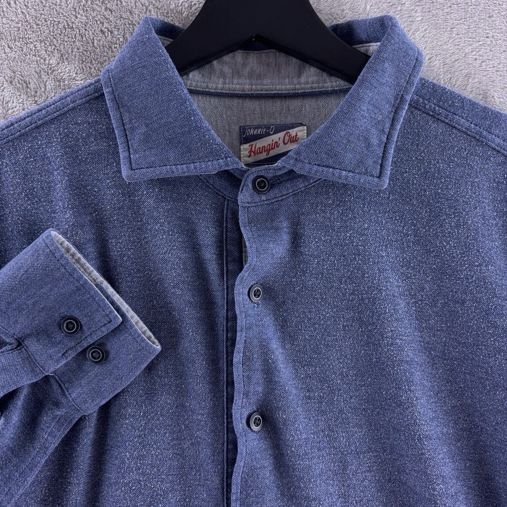 Johnnie-O Hangin Out Long Sleeve Button Shirt Mens Size Medium‎ Blue Casual